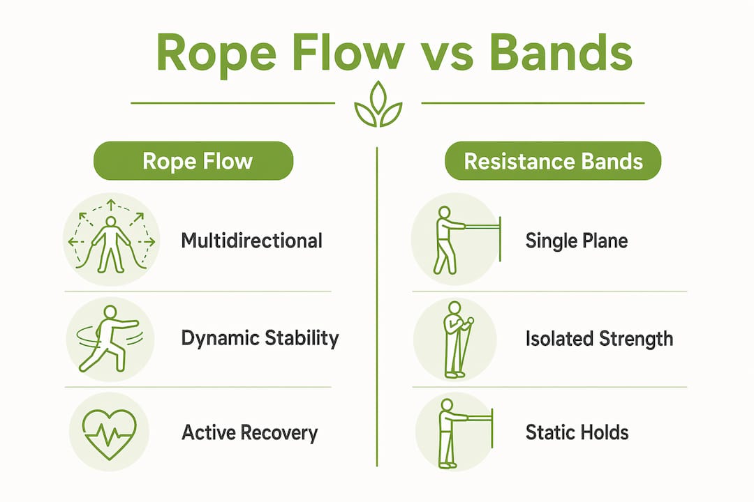 Comparison infographic between rope flow and resistance bands