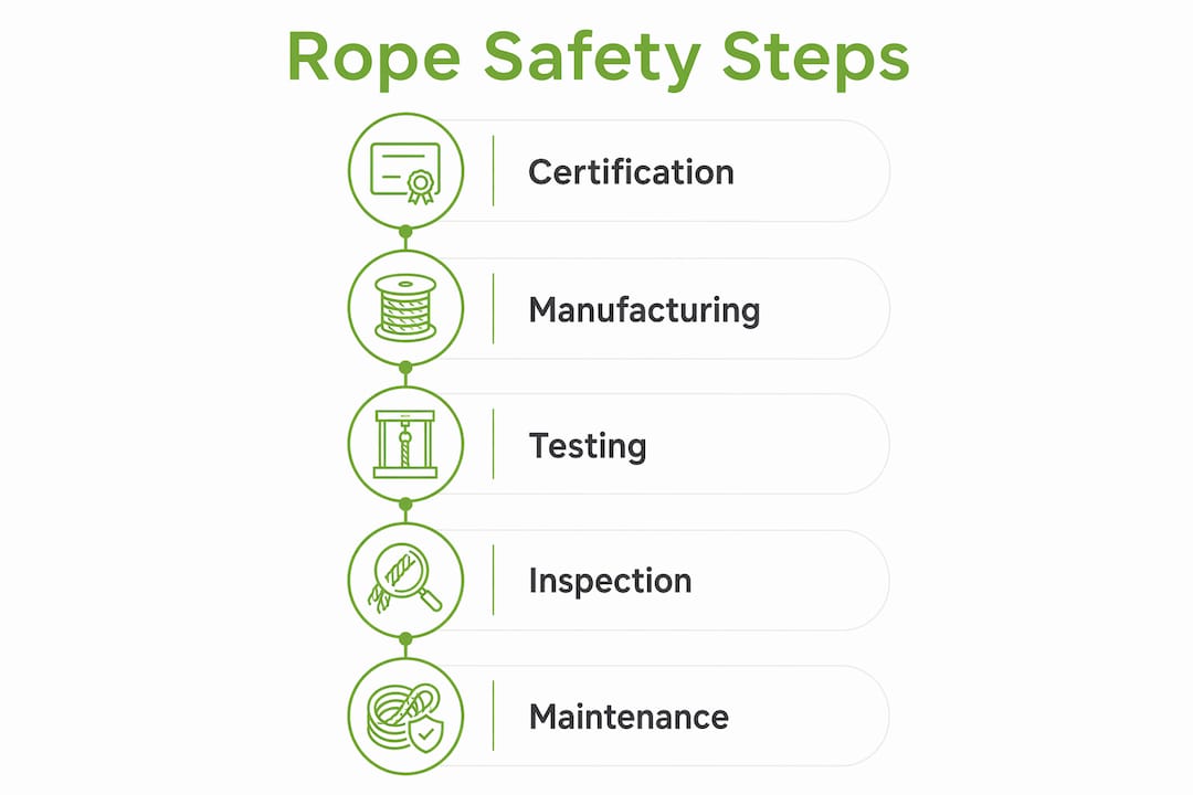 Infographic outlining rope safety steps for rehabilitation