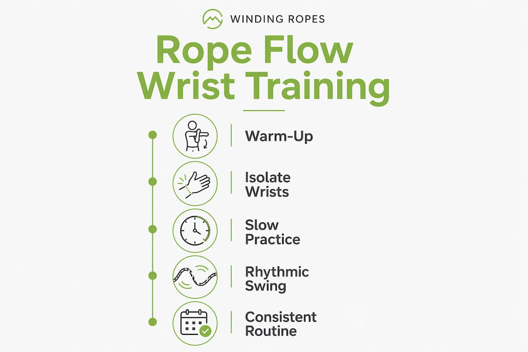 Infographic showing rope flow training steps
