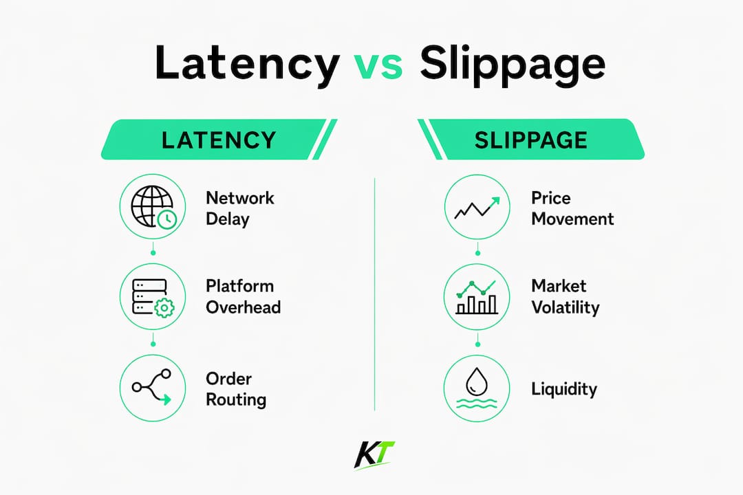 Infographic comparing latency and slippage factors