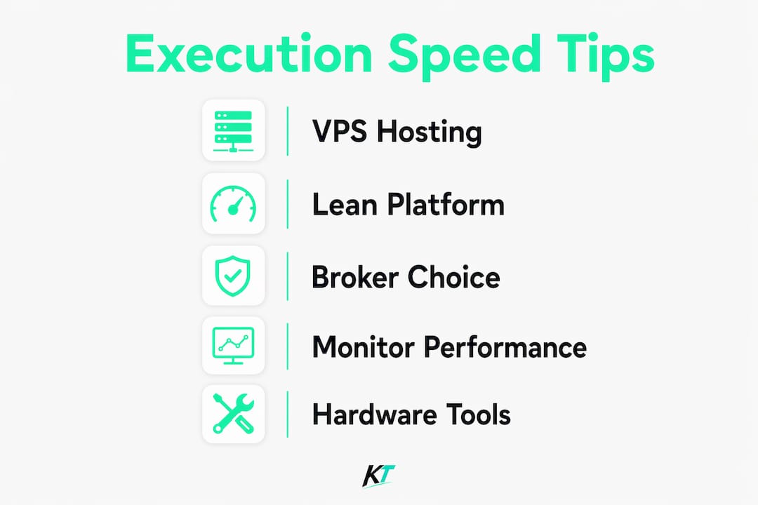 Infographic with key trade execution speed tips
