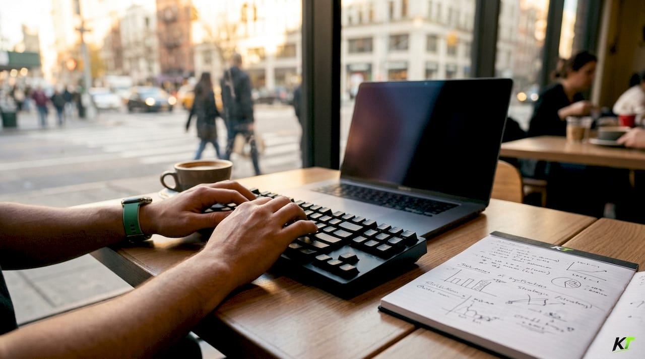 Hands using keyboard shortcuts for TradingView