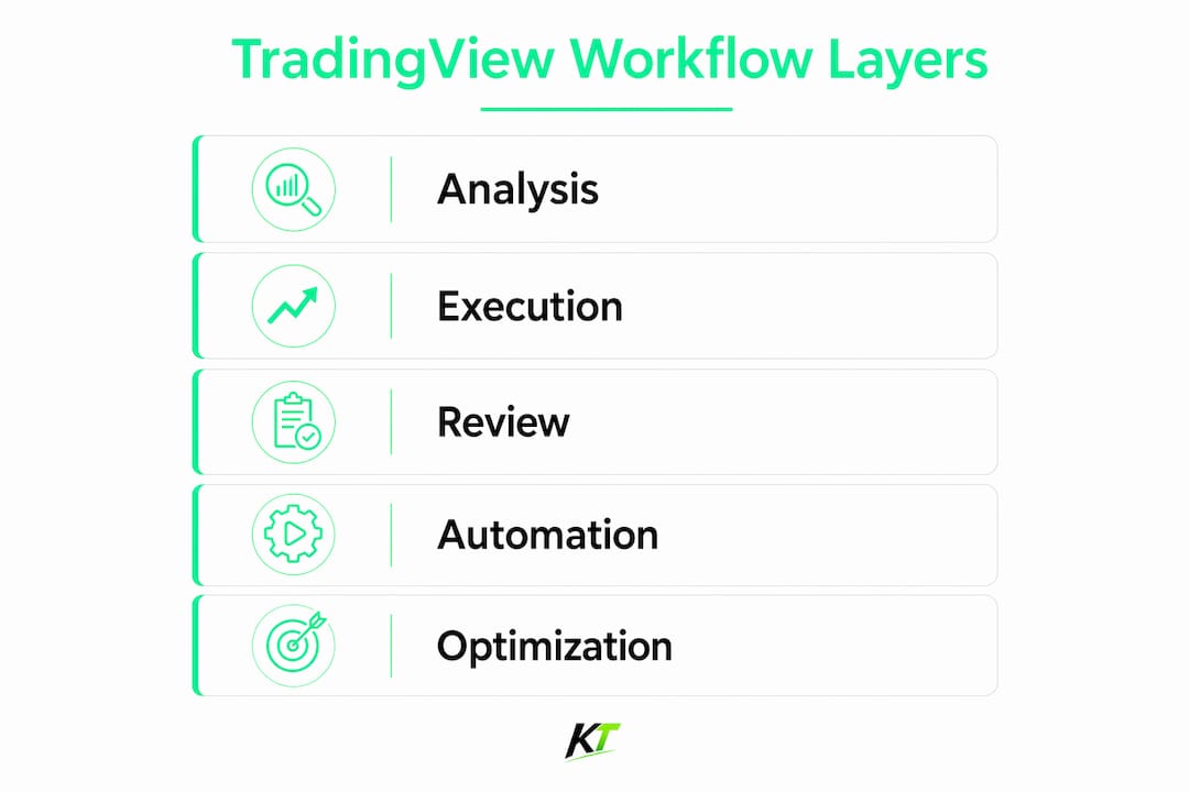 Infographic showing trading workflow layers and tools