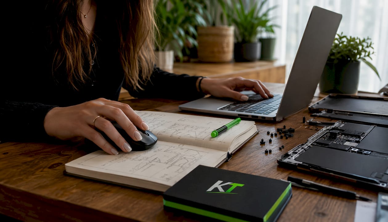 Trader hands adjusting MetaTrader tools