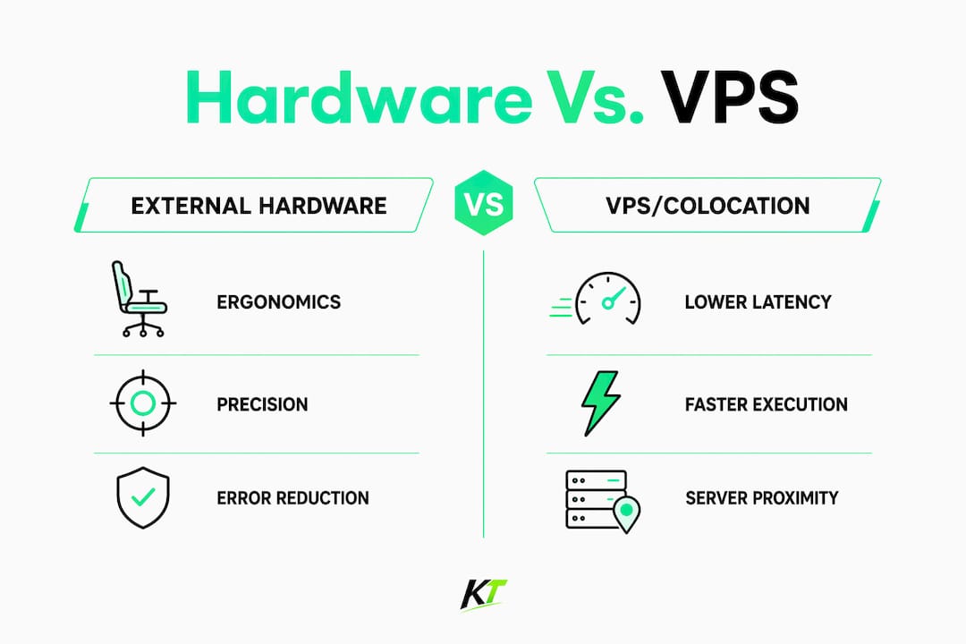 Infographic comparing external hardware and VPS benefits