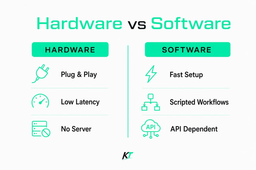 Infographic comparing hardware keypad and software middleware