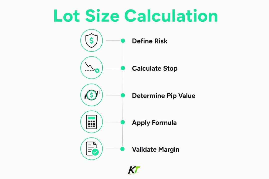 Infographic illustrating steps to calculate lot size