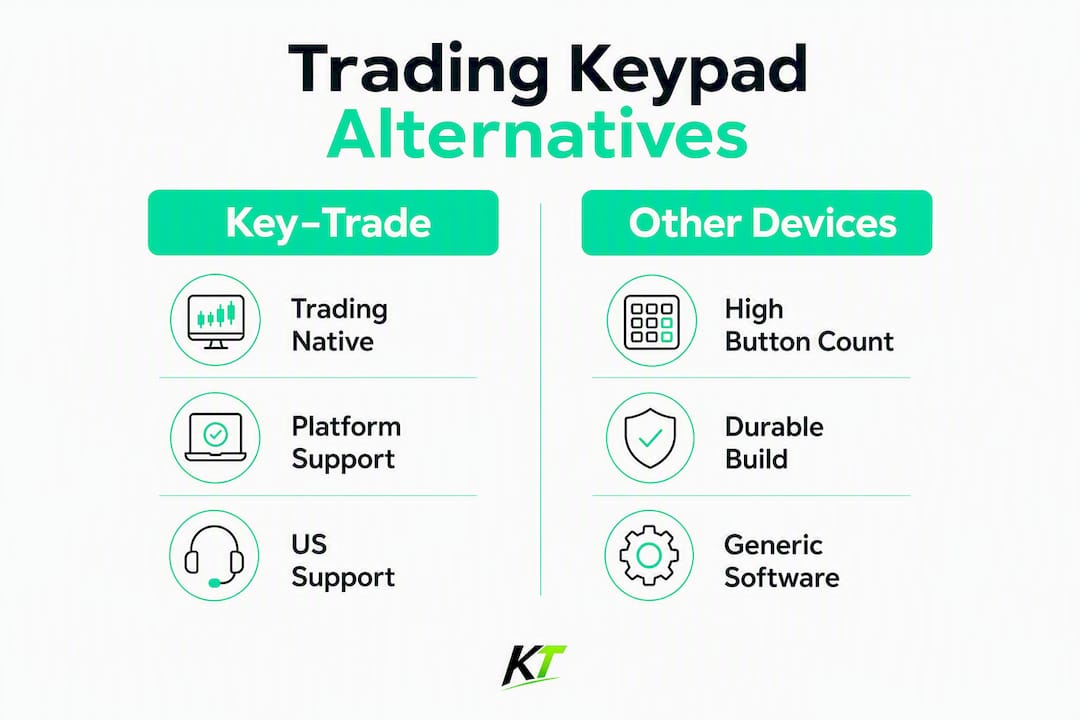 Infographic comparing Key-Trade and alternative trading keypads