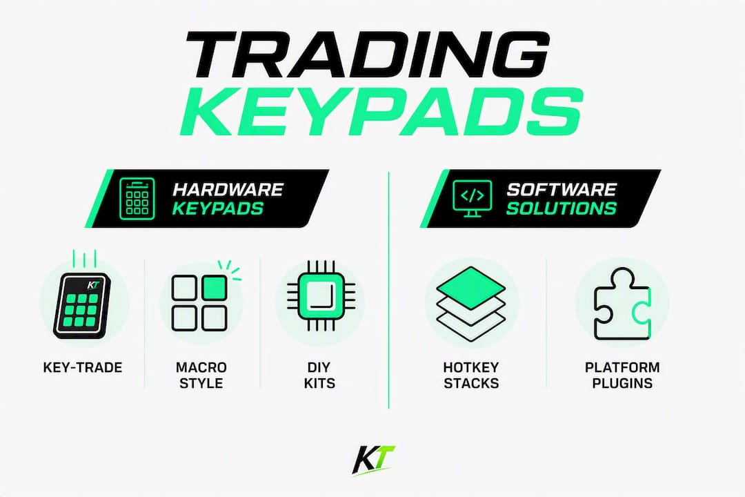 Infographic comparing types of trading keypads and software