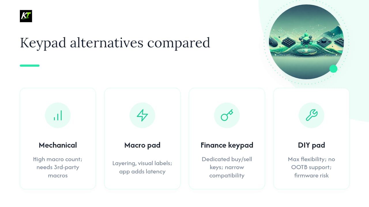 Comparison diagram of hardware keypad alternatives