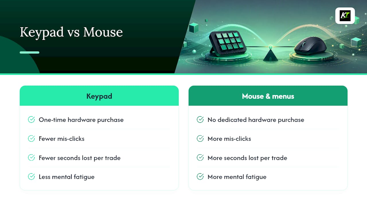 Diagram of trading keypad cost benefits and time savings