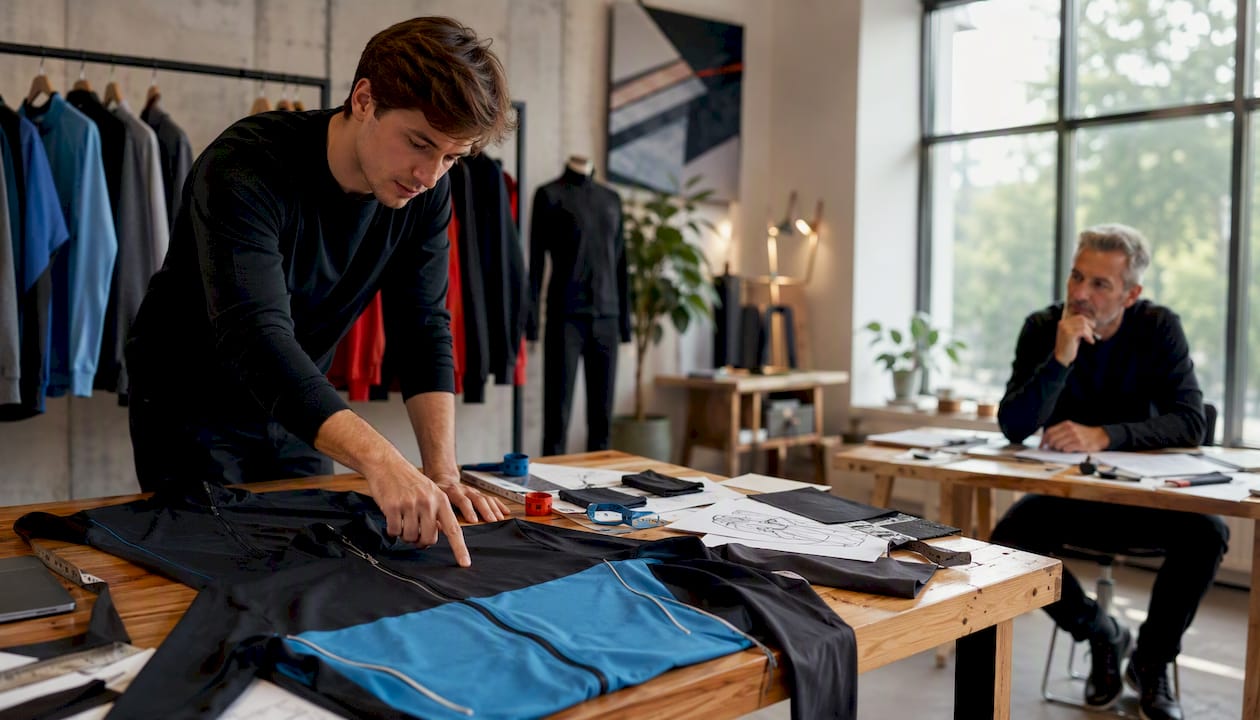 Individuelle Beratung zur optimalen Gestaltung von Druckmotiven auf Trainingsanzügen