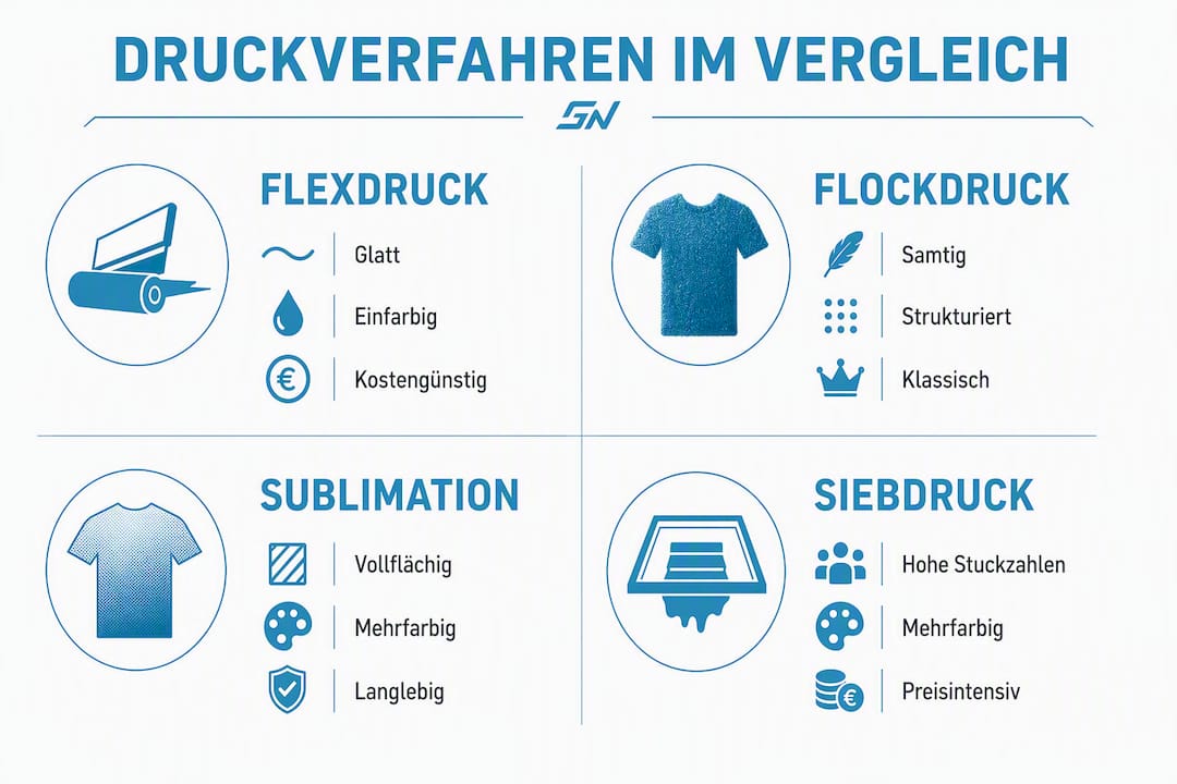 Übersichtsgrafik: Verschiedene Druckverfahren im direkten Vergleich