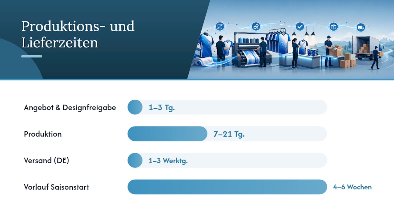 Was kostet ein sublimiertes Trikot, und wie lange dauert die Produktion? — overview diagram