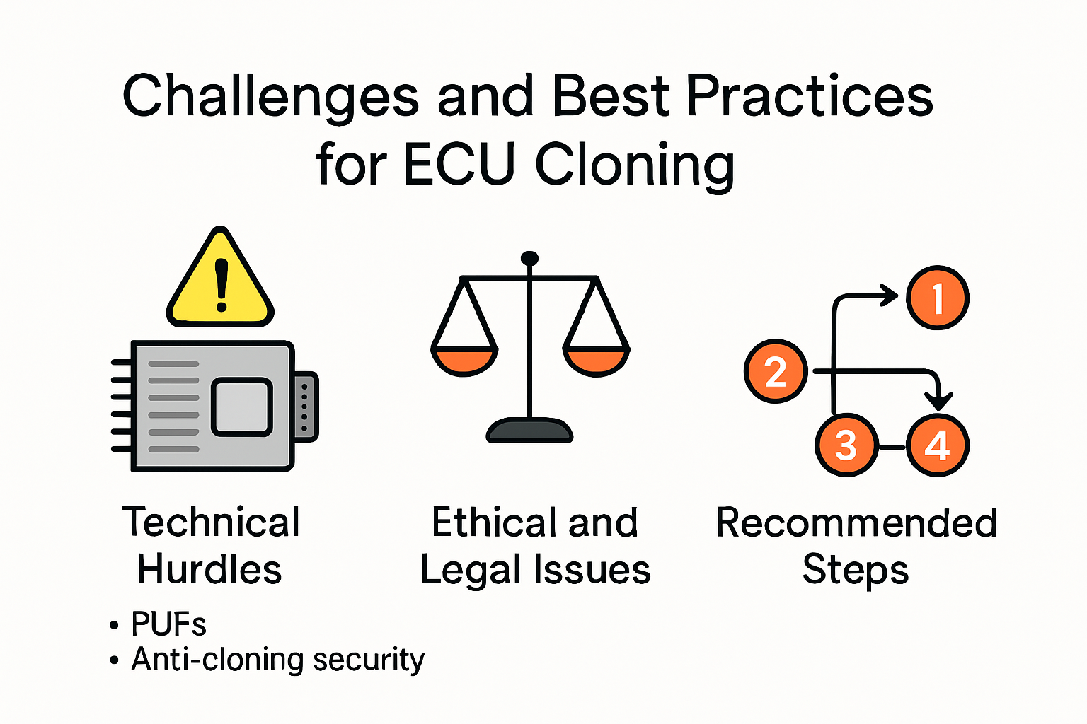 Infographic showing ECU cloning challenges and solutions