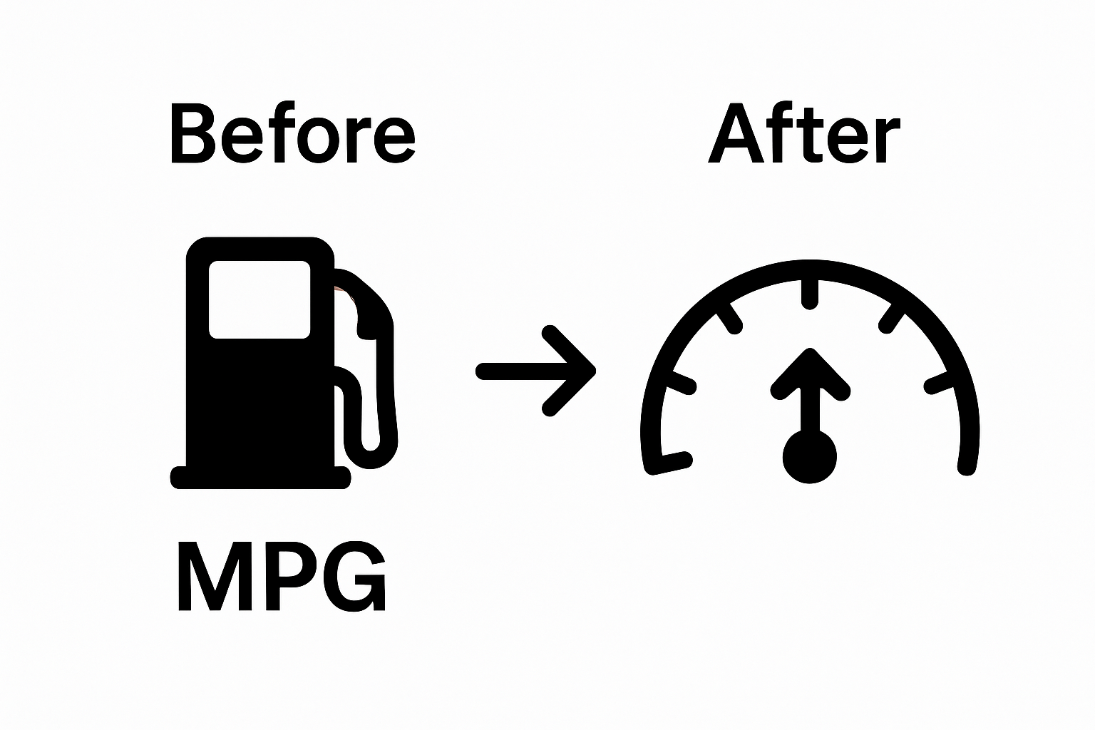 Before and after ECU tuning fuel economy comparison graphic