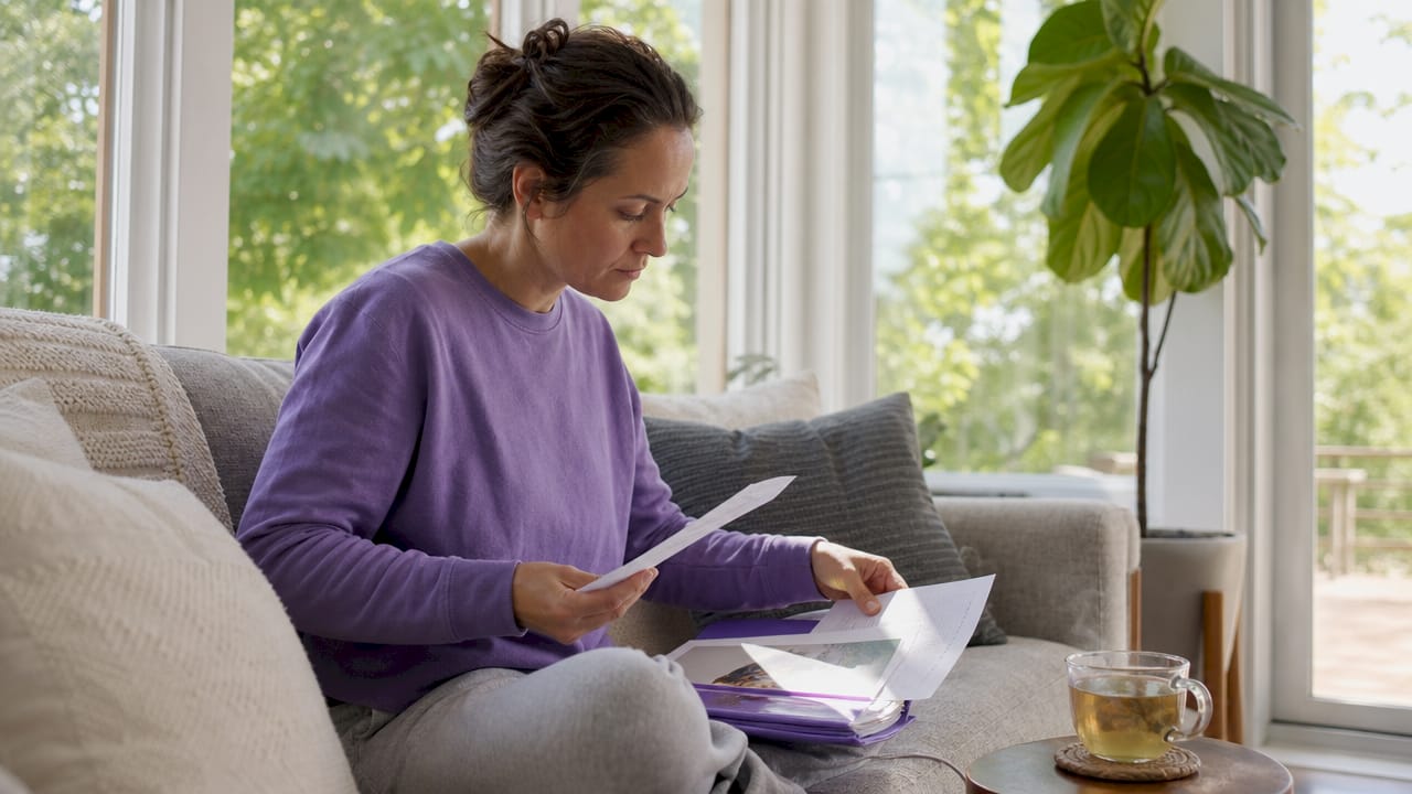 Pet caregiver organizing emergency plans at home desk