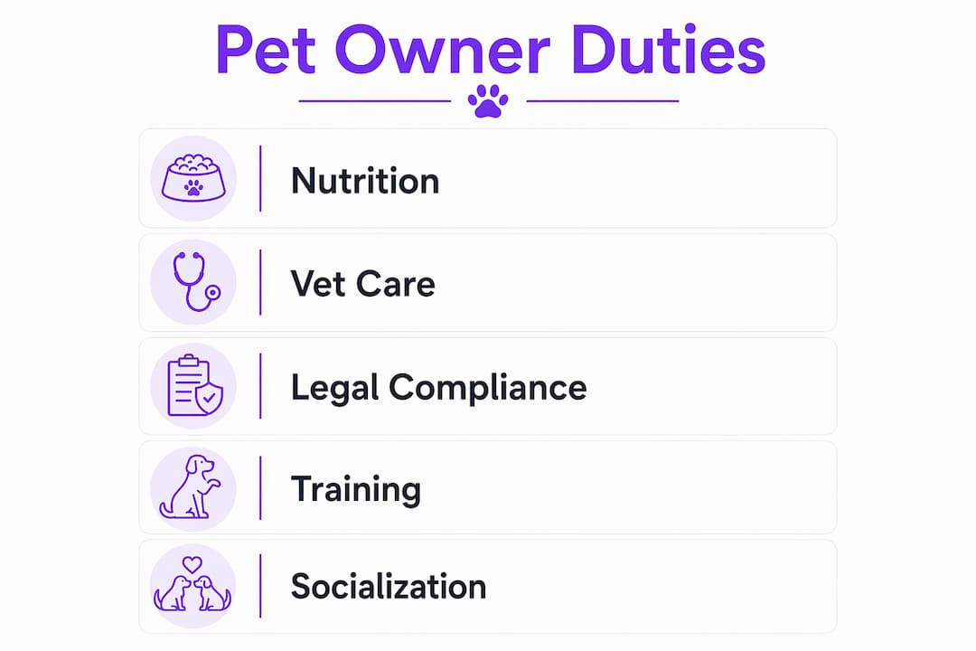 Infographic depicting fundamental responsibilities of pet owners