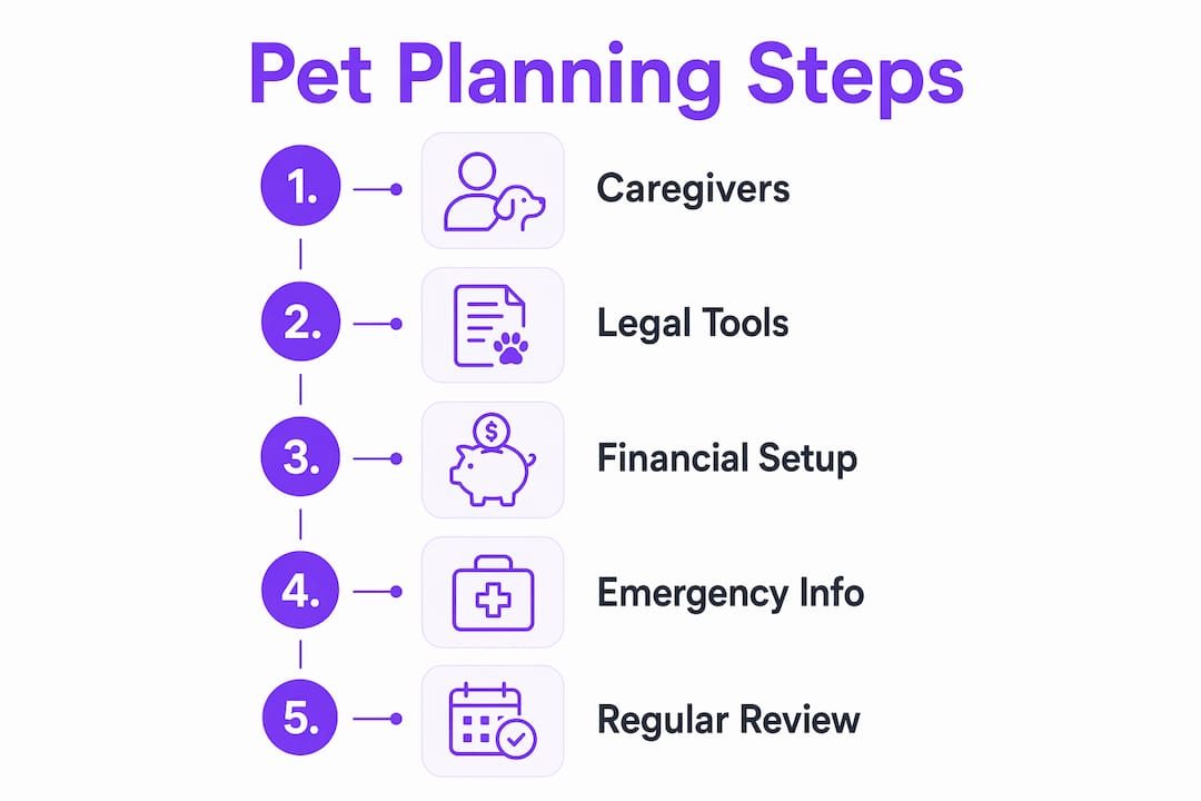 Infographic showing key steps of pet emergency planning