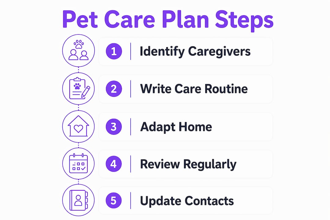 Infographic outlining steps of a pet care plan