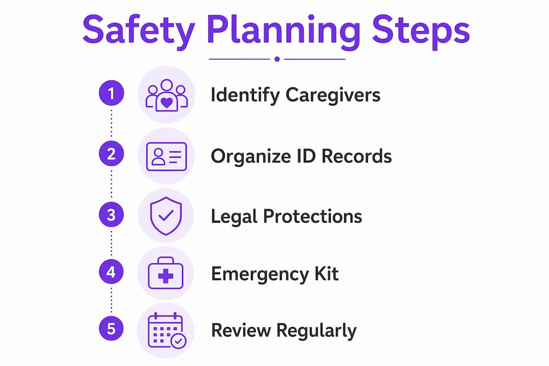 Infographic showing solo pet safety planning steps