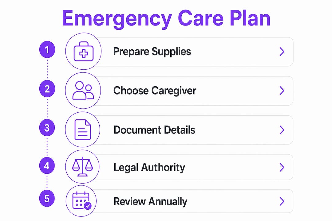 Infographic outlining emergency pet care plan steps
