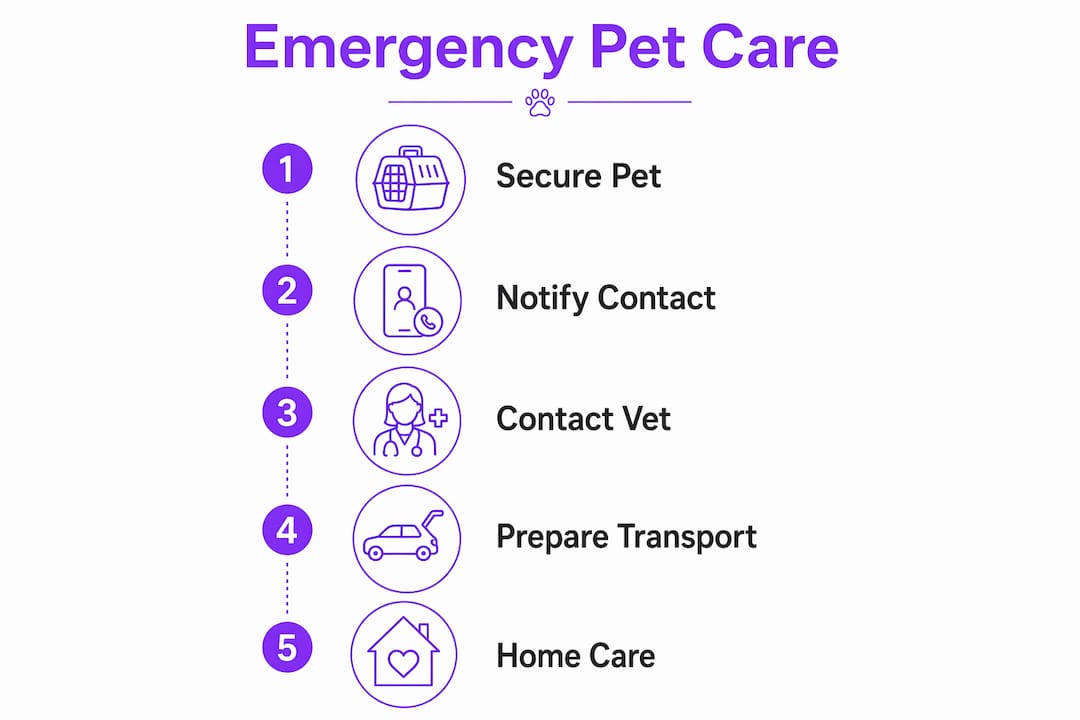 Infographic outlining emergency pet care steps
