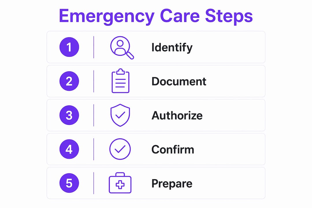 Infographic showing five emergency pet care plan steps
