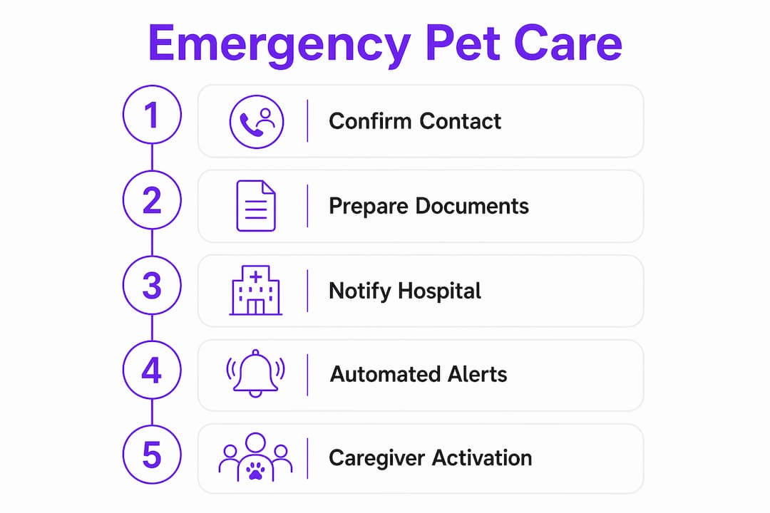 Infographic showing steps for emergency pet care plan
