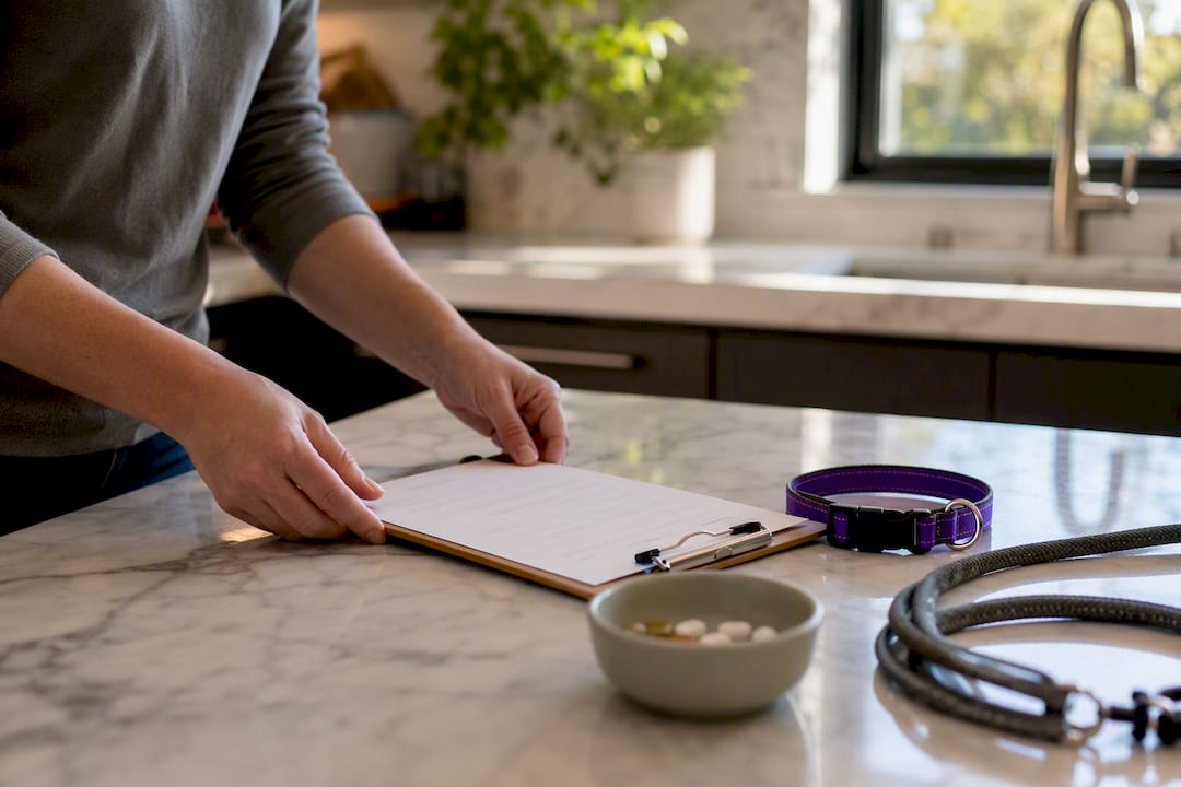 Hands holding one-page pet portfolio document