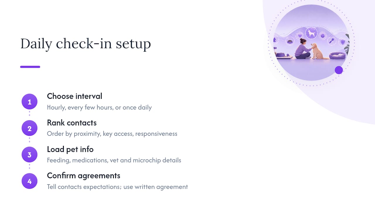 Step-by-step daily check-in plan setup diagram