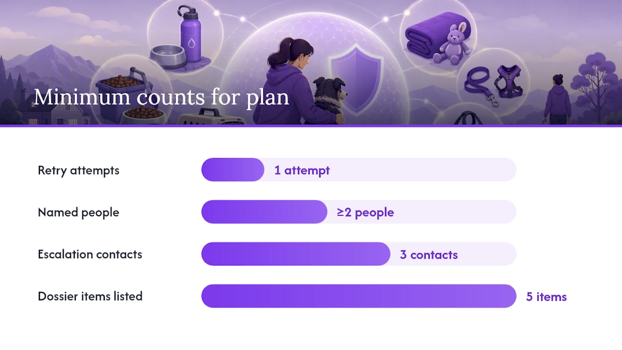 The Three Pillars of an Emergency Pet Plan — overview diagram
