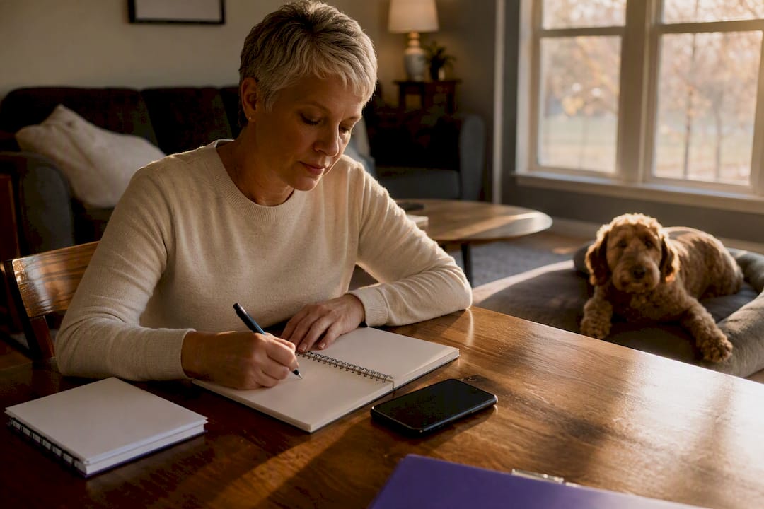Solo pet owner organizing phone tree contacts