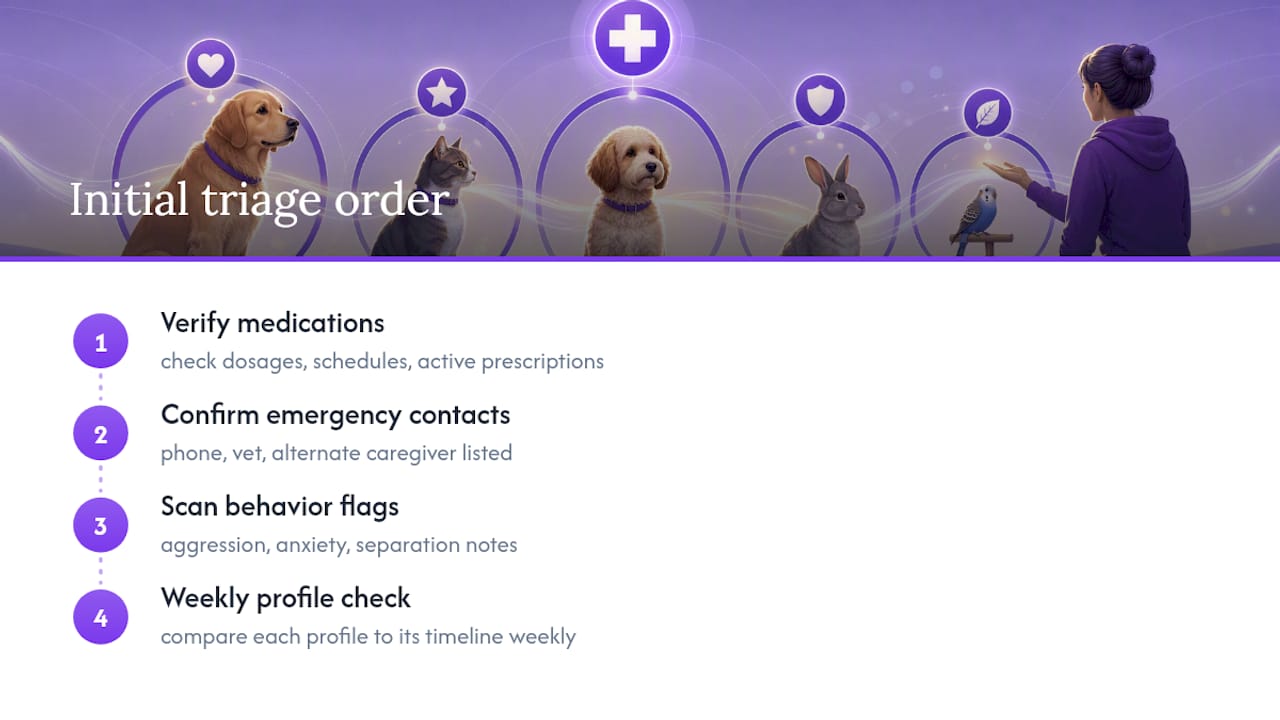 What Pet-Care Pros Check First When They Inherit a Multi-Pet Account — overview diagram