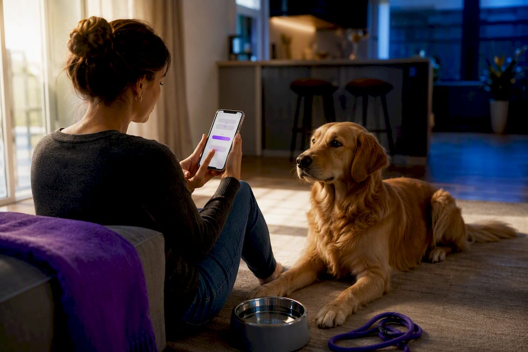 Pet owner setting a wellness check-in interval