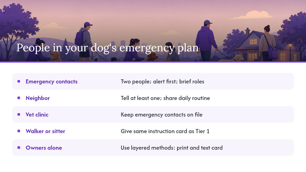 Who Should Be in Your Dog's Emergency Communication Plan? — overview diagram