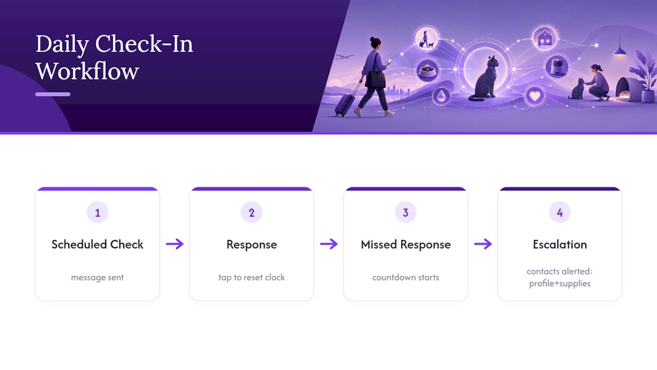 Automated check-in escalation workflow