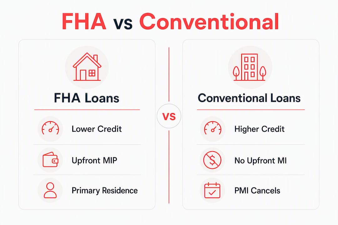 Infographic comparing FHA and conventional loans