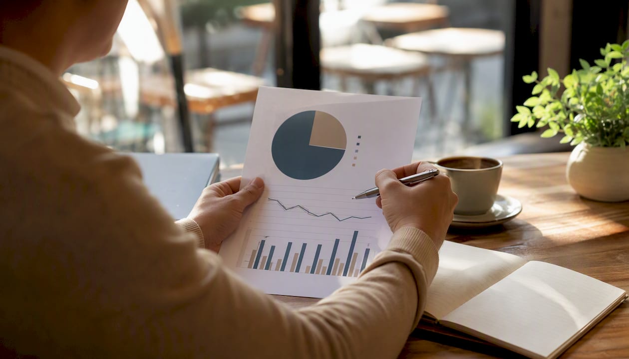 Hands reviewing SEO research report