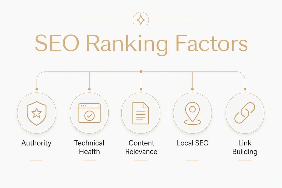 Infographic showing SEO ranking factor hierarchy