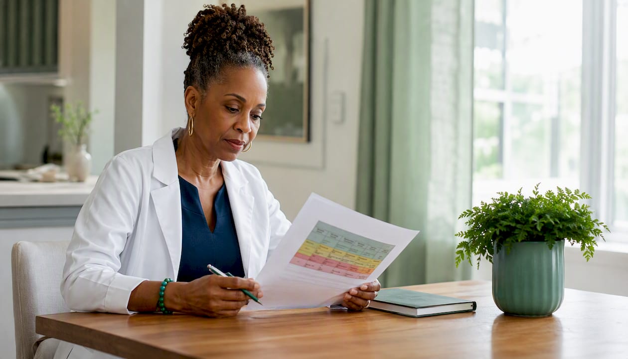 Physician reviewing BMI eligibility chart