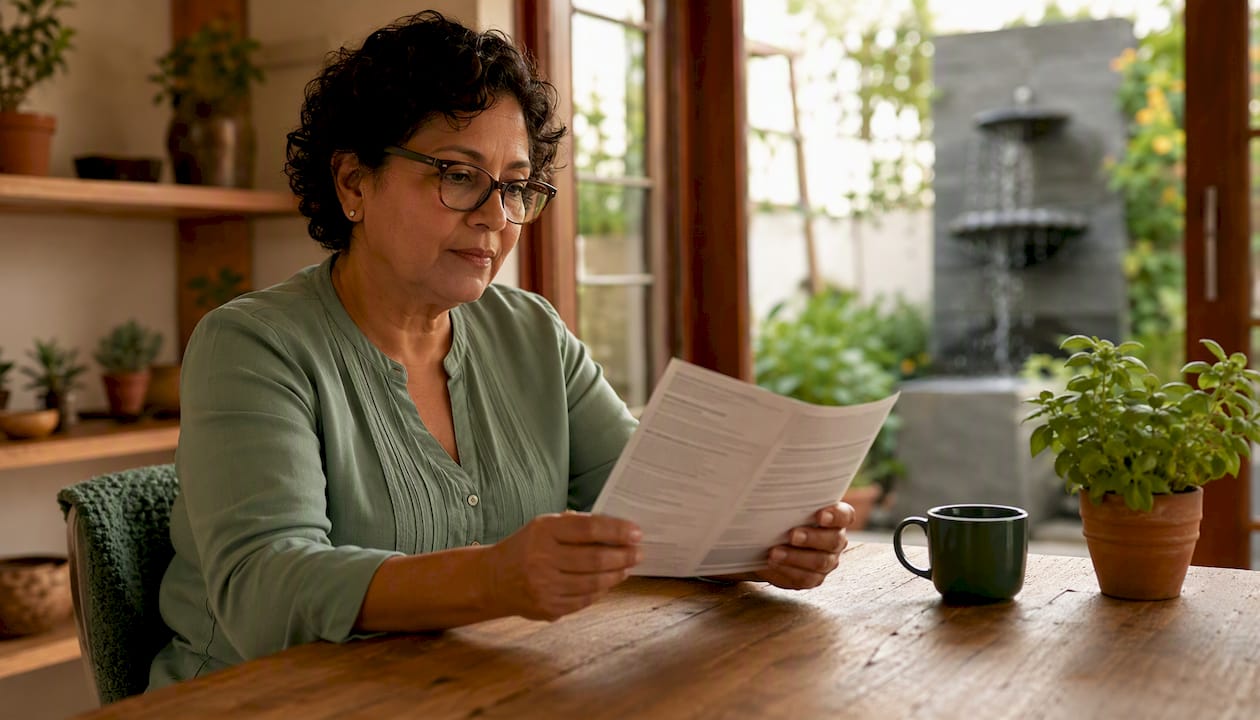 Woman reading GLP-1 medication information