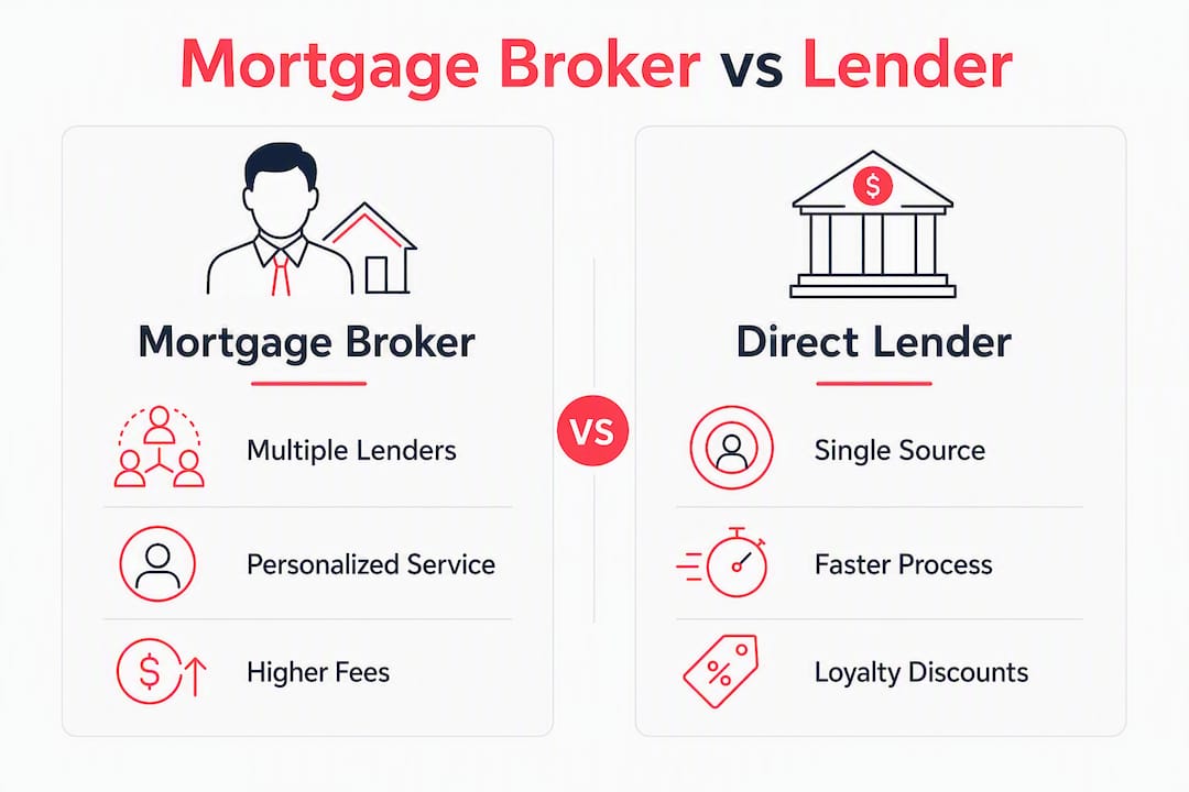 Infographic comparing mortgage brokers and lenders