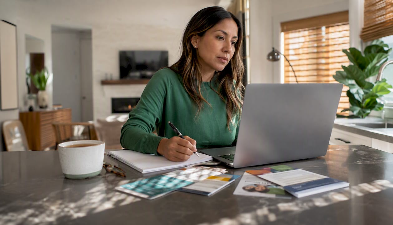 Woman in home telehealth consult for Zepbound