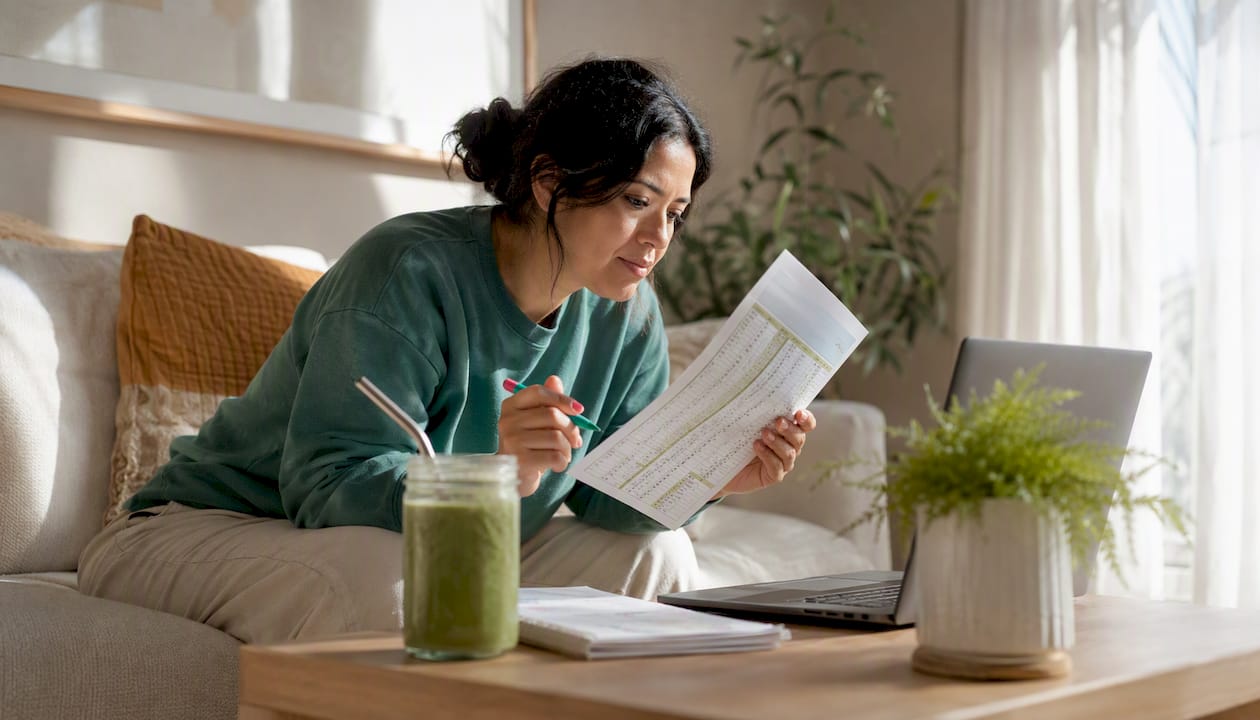 Woman reviewing GLP-1 medication costs at home