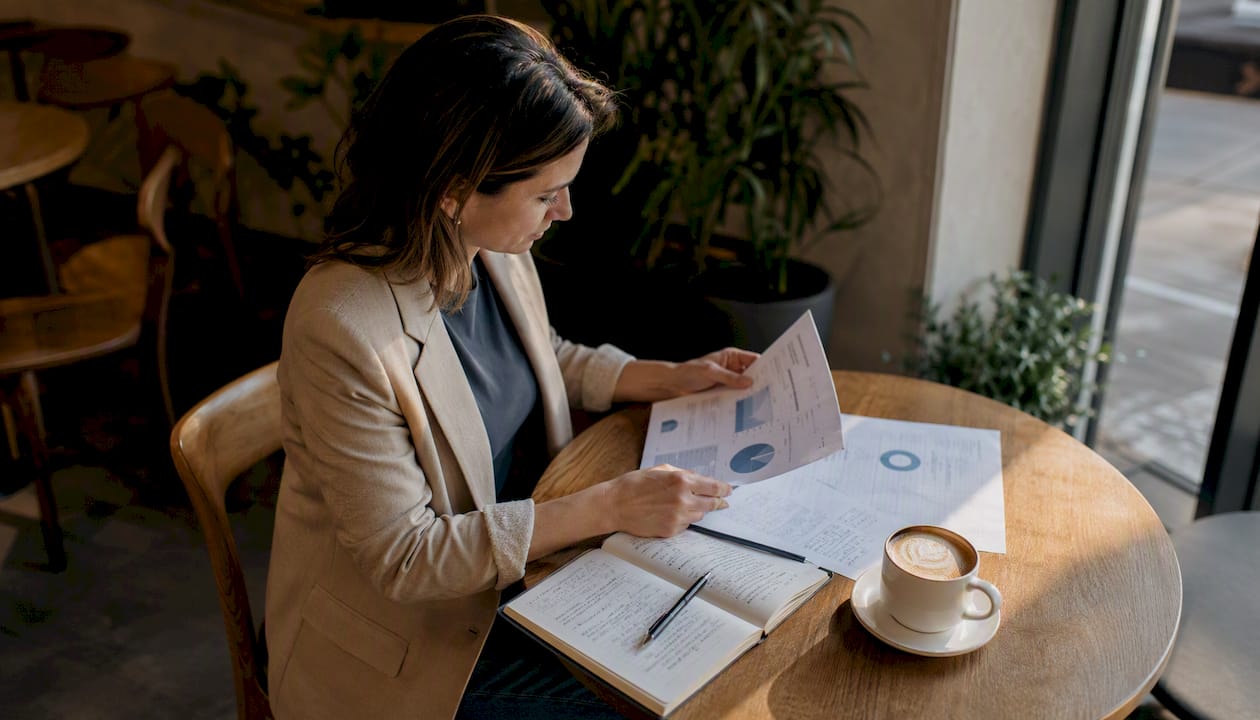 SEO consultant reviewing analytics in office