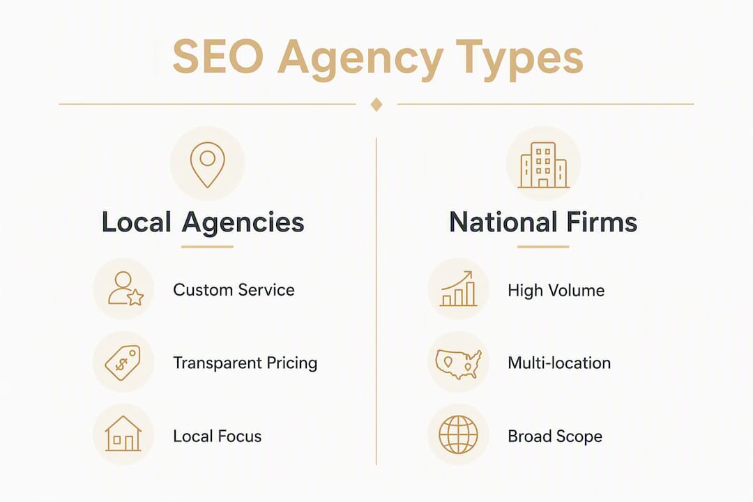 Infographic comparing local and national SEO agencies