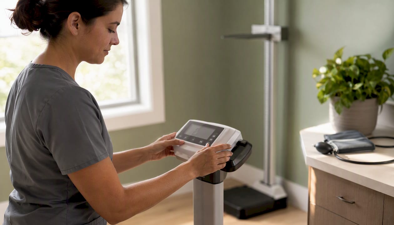 Medical weight scale and height measurement tools