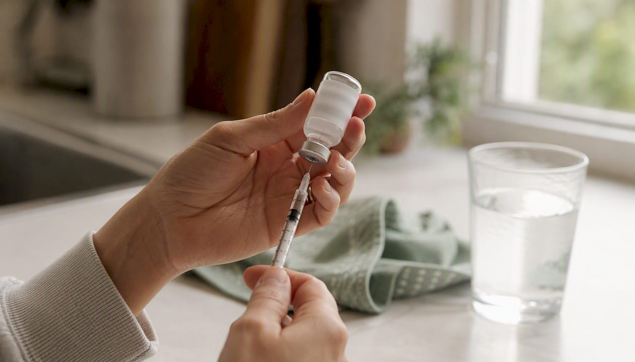 Hand drawing dose from compounded medicine vial