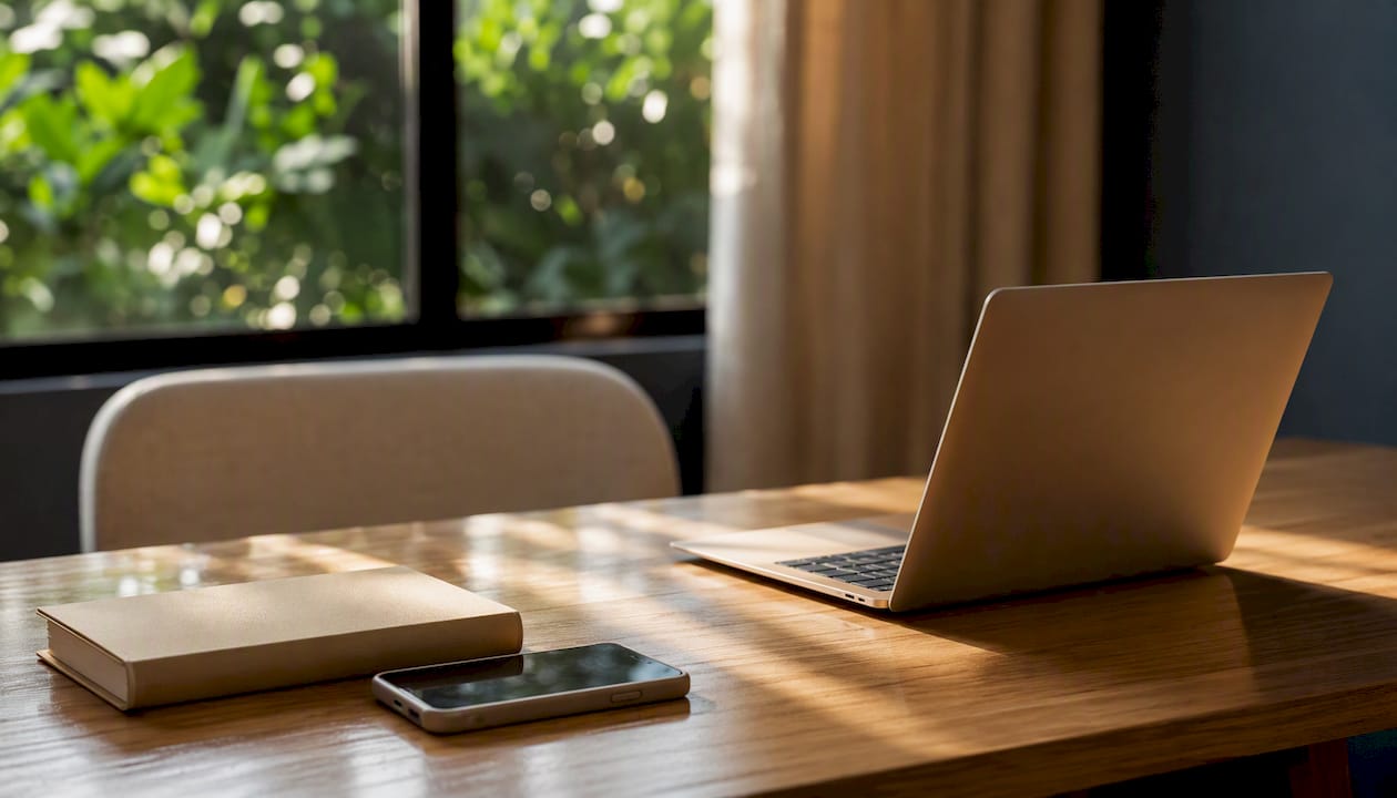 Minimalist SEO reporting tools on desk